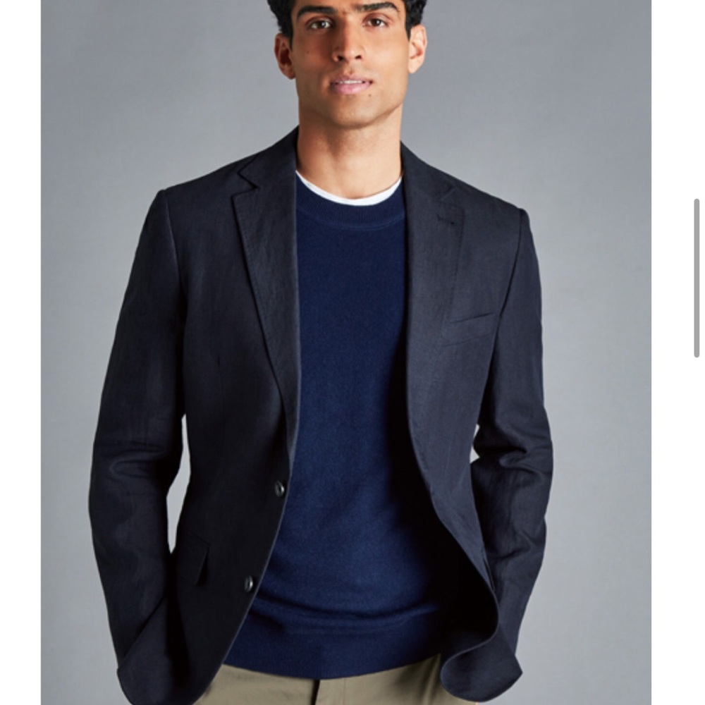 Charles Tyrwhitt Slim Fit Italian Linen Jacket Navy